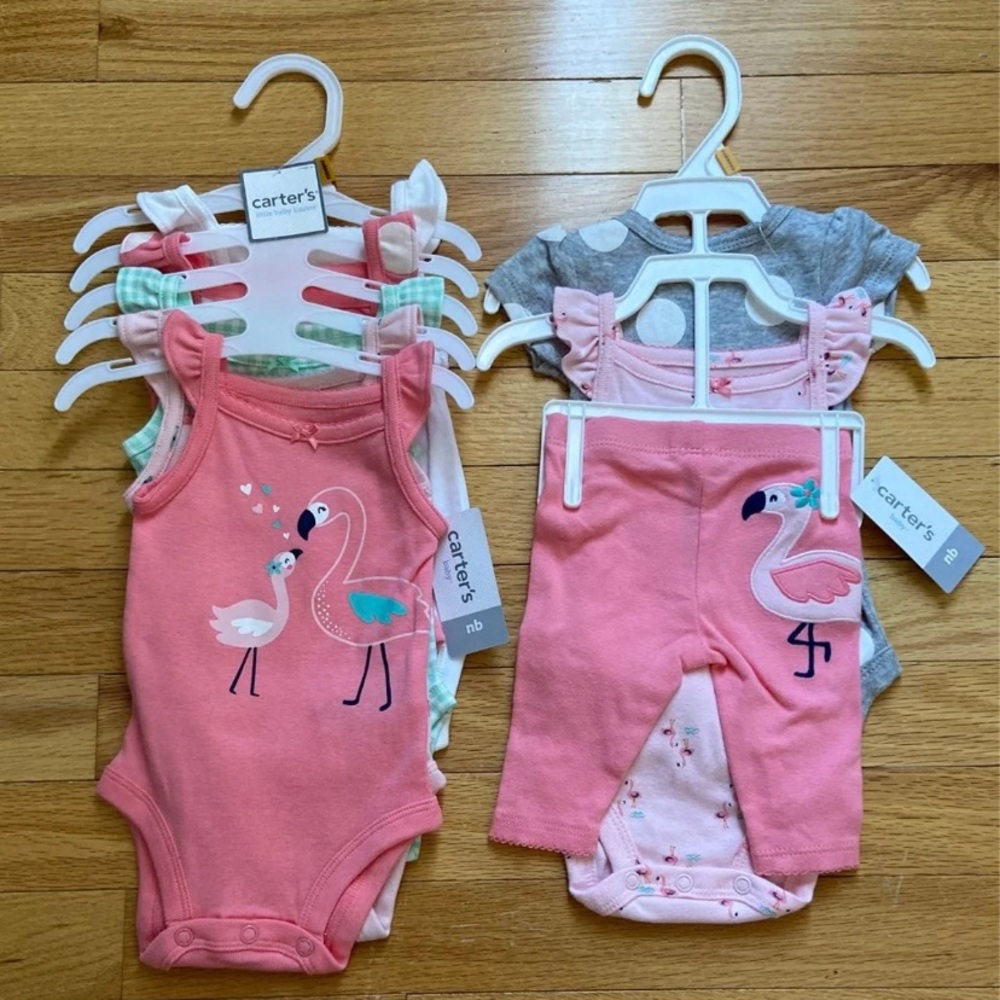NWT Carter's Flamingo Newborn 2 Outfit Lot